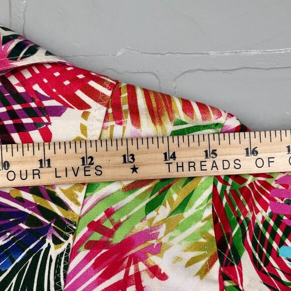 Chicos Jacket Women 0‎ Small 4-6 Pink Purple Palm Floral Beach Tropical Cotton - Picture 9 of 11